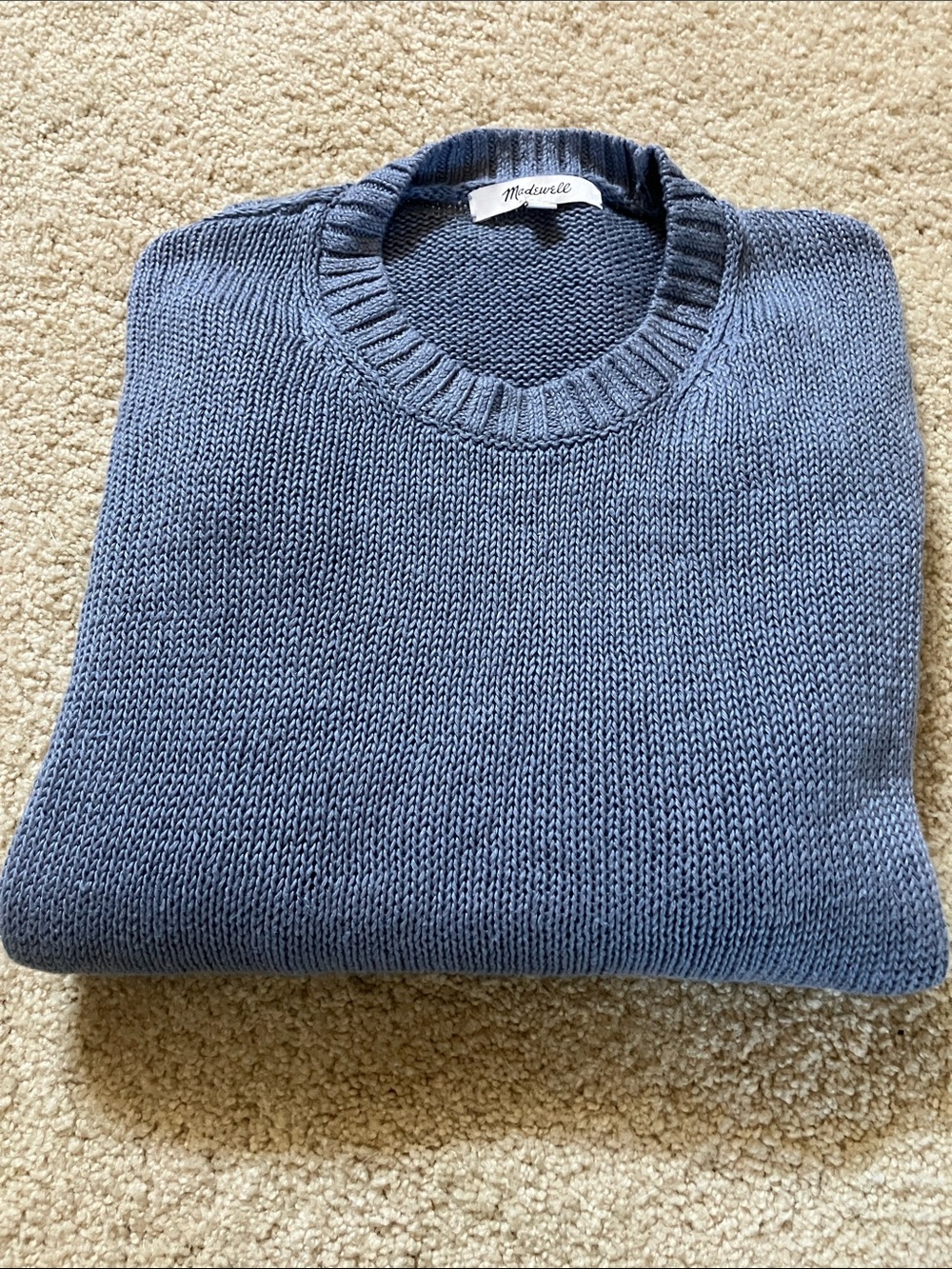 Madewell Women’s Linen Crewneck Sweater in Slate Blue